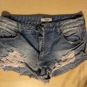 Light Blue Distressed Shorts